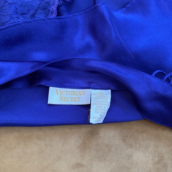 Vintage Gold Tag Victoria Secret Purple Slip Lingerie Lace Tank Top M - Picture 6 of 6